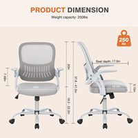 Silla de Oficina Ergonómica OEM, Silla de Oficina de Malla con Soporte Lumbar, Gris, Altura Ajustable, 360° °   Ruedas giratorias con respaldo medio y brazos para espacios pequeños