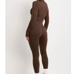 Customized Size Leggings Bra Sets for Woman Quick Dry <b>Yoga</b> Wear With <b>Jacket</b> Style Customized 3 Piece <b>Yoga</b> Set - Product Image 3