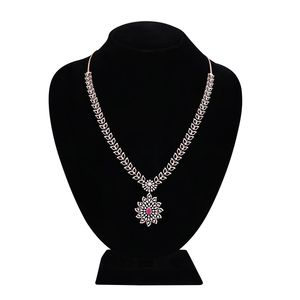Hoa Mặt dây chuyền kim cương tự nhiên Vòng cổ thiết lập trong 18K vàng hồng với trung tâm Ruby đá Bridal Necklace <span class=keywords><strong>Set</strong></span> IGI chứng nhận - Product Image 4