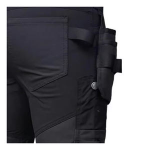 Cotton Canvas Made Durable Comfort Fit Work <b>Trousers</b> Flexible Waist <b>Workwear</b> Cargo 6 Pocket Pants Professional Reflective - Product Image 4