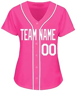 Women's Baseball Jersey Black Red <b>White</b> Screen Printed Moisture Wicking Short Sleeve <b>Button</b> Front Adult Regular Fit - Product Image 4