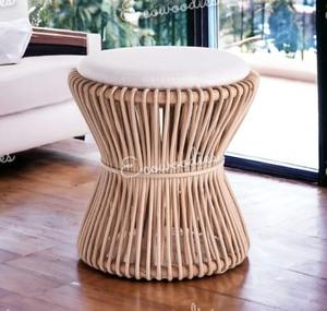 Tabouret rond en rotin traditionnel Tabouret de comptoir Tabourets décoratifs en rotin et pouf pour Console d'incrustation d'os de Restaurant de jardin d'hôtel - Product Image 6
