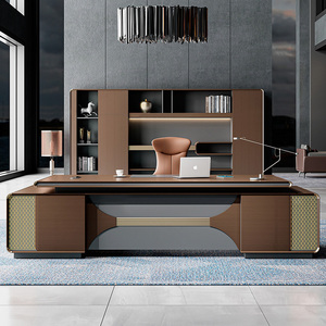 Bureau de direction ergonomique moderne en placage de bois en forme de L, ensemble de mobilier de poste de travail modulaire avec table d'extension - Product Image 2