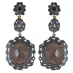 Pendientes de gota/chandelier vintage chapados en oro para mujer - Product Image 3