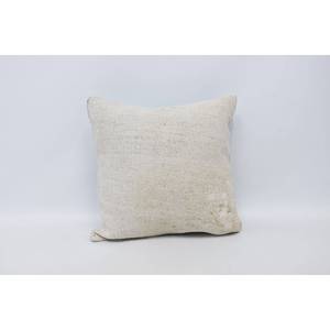 Oreiller Patchwork Kantha en laine beige 18x18 pouces Technique tissée de conception carrée vintage de luxe pour la literie canapé Portable Noël - Product Image 1