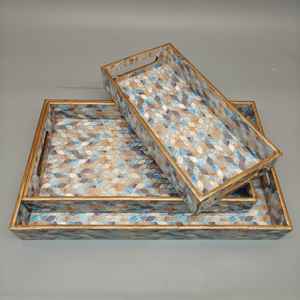 Plateau de service en bois de qualité supérieure avec impression Meenakari traditionnelle |   Fabriqué à la main, écologique, durable, compatible lave-vaisselle, décoratif - Product Image 2