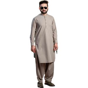 Robe islamique respirante aux dernières tendances, nouveaux modèles de shalwar kameez pour hommes, style pakistanais, ensemble de costume shalwar kameez fantaisie - Product Image 1