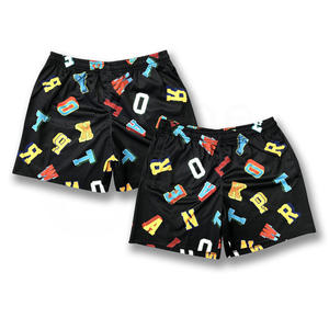 Nueva llegada de los hombres de alta calidad 100% poliéster gimnasio Fitness Shorts Casual ropa deportiva cordón transpirable estilo sólido-al por mayor - Product Image 1