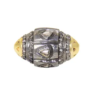 Anillo de Lujo de Plata con Cuentas para Mujer con Diamantes, Elegantes Anillos de Diamantes - Product Image 1