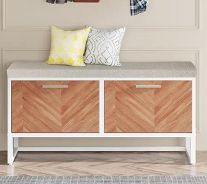 Banc de rangement en bois massif avec couvercle rabattable (entrée) - Product Image 2