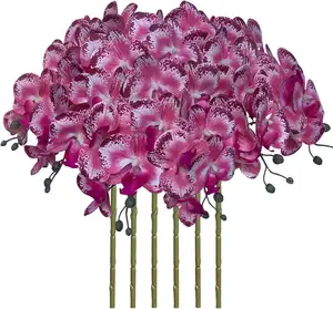 THAOF-058 kauçuk malzeme yapay orkide 9 kafaları gerçek dokunmatik orkide 38 inç boyunda Phalaenopsis çiçek kaynaklanıyor