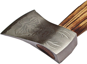 Custom Handmade High Carbon Steel Hatchet with Ash Wood <b>Handle</b> and Fine Leather Sheath for DIY Outdoor Use - Product Image 6