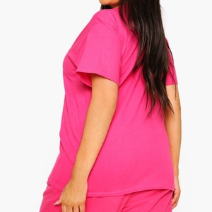 T-shirts pour femmes en coton 100% corduroy, taille plus, col rond, écologiques, confortables, personnalisables, manches courtes, imprimés, fournisseur BD - Product Image 2