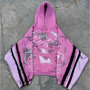 Sweat à capuche oversize à fermeture éclair avec patch brodé, en molleton français délavé à l'acide, style streetwear, poids lourd, personnalisé - Product Image 2