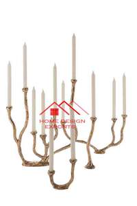 Portavelas de metal con acabado dorado de aluminio fundido, diseño personalizable, soporte de vela para decoración del hogar - Product Image 5