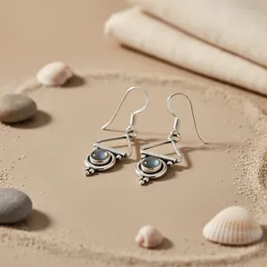 Boucles d'oreilles pendantes en argent 925 avec labradorite pour femmes, bijoux plaqués or avec perle et diamant pour mariages, fêtes, inspirées du christianisme - Product Image 3
