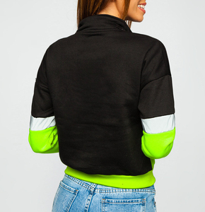 Recién llegado de moda 100% algodón para mujer de gran tamaño Quater Zip up Collar sudaderas Casual Wear sudadera para damas - Product Image 6