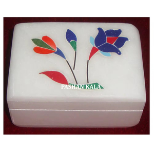 Boîtes à bijoux de forme rectangulaire en incrustation de marbre blanc pour cadeau d'affaires et décoration de la maison meilleur fabricant et fournisseur de boîtes - Product Image 1