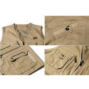 Gilet de pêche à séchage rapide sans manches et à col en V en denim respirant pour hommes avec poches multiples pour les sports d'extérieur et les voyage-OEM Service Spring - Product Image 3