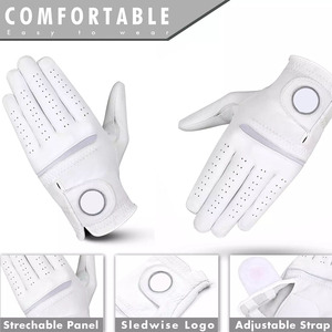Venta caliente Guantes blancos Golf Cabretta Guante de golf personalizado antideslizante de alta calidad Cuero sintético completo - Product Image 5