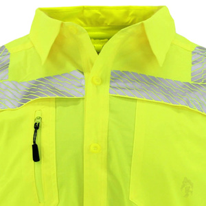 T-shirt de travail à manches longues deux tons haute visibilité unisexe Polo fluorescent orange pour hommes - Product Image 5