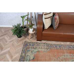 พรมวินเทจสไตล์ตุรกี ขนาด 5.5x8.6 ฟุต พรมลายดอกไม้สีส้มทำจากขนสัตว์ - Product Image 3