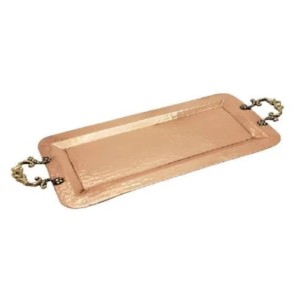 Plateau de service rectangulaire gravé en cuivre à bas prix plateau de service en métal de la plus haute qualité fabriqué en Inde - Product Image 2
