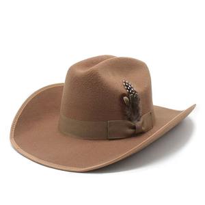European and American Fashion Flat Brim Jazz Hat Bands Fedora <b>Top</b> Hat with <b>Feather</b> for Party Mexico Style Jazz Hat - Product Image 5