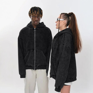 เสื้อมีฮู้ดแบบสวมหัวเสื้อมีฮู้ดแบบโอเวอร์ไซส์ทำจากหินโบราณซักได้กำหนดเอง100% ว่าง - Product Image 2