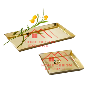 Plateau de service alimentaire en métal fini or brillant au prix de gros - Product Image 1