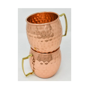 Haute qualité meilleure tasse en cuivre Hammer Point Moscow Mule avec poignée dorée 14oz Moscow Mule Tasses fournisseur de l'Inde - Product Image 5