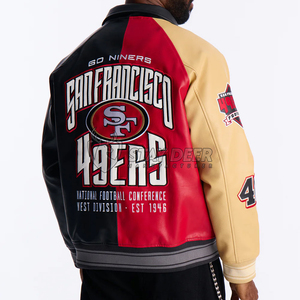 Veste universitaire senior, streetwear personnalisé, patchs brodés, veste bomber en cuir, OEM/ODM - Product Image 5