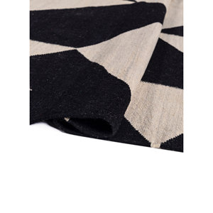 Alfombras Grandes de Lana Tejida Plana Indusbar, Diseño Rectangular con Rayas Geométricas Grises y Negras para Sala de Estar, Dormitorio - Modelo Dwrm-7007 - Product Image 2