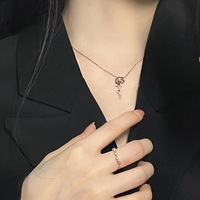 925 argent sterling plaqué or rose collier rose zircon dot en gros