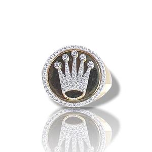 แหวนลูกปัดสามมงกุฎทำด้วยมือเครื่องประดับเพชรฮิปฮอปสำหรับผู้ชายและผู้หญิง IGI ได้รับการรับรองสำหรับงานเลี้ยงไนท์คลับ - Product Image 2