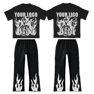 Ensemble de pantalons de survêtement à capuche avec broderie unisexe 100% coton anti-bactérien sweats à capuche zippés - Product Image 6