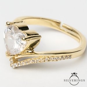 NOVAMART Fine Sterling <b>Silver</b> Rhodium-Plated Geometric Diamond <b>Solitaire</b> Heart <b>Ring</b> for Women's Engagement Wholesale Export - Product Image 3