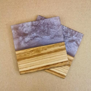 Sous-verre en bois de résine de luxe couleur pourpre résine bois naturel café thé tasse sous-verre prix de gros - Product Image 1