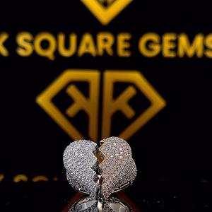 10,00 TCW corte ovalado Moissanite Pave ajuste corazón diseño declaración anillo personalizado estilo Hip Hop oro blanco para mujeres GRA certificado - Product Image 3