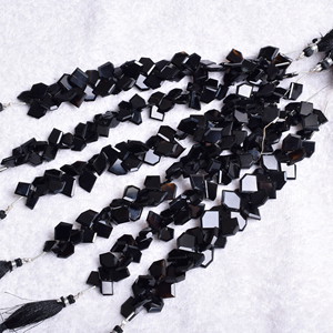Perles de pierres précieuses d'onyx noir fantaisie Scalene coupe à facettes en vrac pour la fabrication de bijoux-collier Bracelet artisanat fournitures de bricolage - Product Image 3