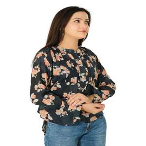 Chemisier en coton Boho printemps pour femmes fait à la main imprimé floral haut long tissé avec Style bohème Hippie décontracté pour l'été - Product Image 2