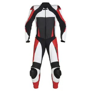 Hergestellt aus echtem Leder Leder Motorradanzug rot weiß und schwarz Bestseller Leder Motorrad-Rennbekleidungsanzug