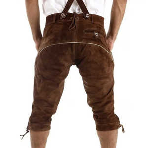 Lederhosen บาวาเรียทันสมัยสำหรับผู้ชาย, กางเกงหนังผูกเอวระบายอากาศลำลอง - Product Image 3
