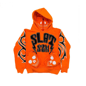 Sudadera con capucha y bordado en 3D de 100% algodón con logotipo personalizado para hombre, sudadera de lana desgastada de talla grande, cuello con capucha, diseño con cremallera, Invierno - Product Image 3