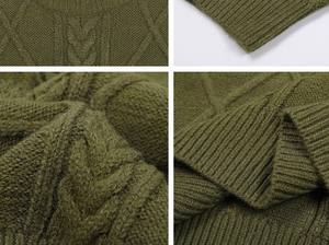 Pull en tricot torsadé rétro élégant pour hommes, tricot chaud de couleur unie à carreaux pour l'automne, l'hiver, teint uni, élégant - Product Image 5