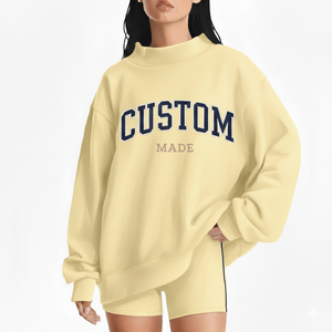 Women's Long <b>Mock</b> <b>Neck</b> Casual Fleece <b>Top</b> OEM Service Polyester/Cotton Breathable Quick Dry Eco-Friendly Autumn Winter Pullover - Product Image 1