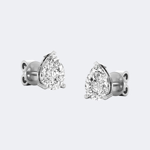 Pendientes Clásicos de Diamante Cultivado en Laboratorio, Corte Pera, Punta en V, 1.00CTW, Color D E F, Claridad VVS VS, Oro Blanco, Oro Rosa, Joyería para Mujer, India - Product Image 5