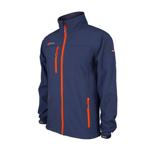 Chaqueta Softshell de hombre azul marino con logotipo de tamaño personalizable capucha de cuello alto de alta calidad transpirable duradera para servicio OEM - Product Image 5