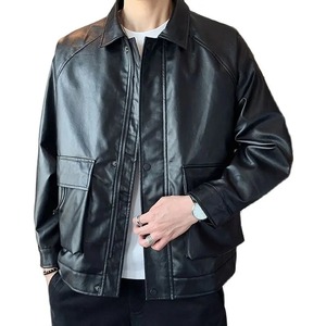Vestes en Faux Cuir Surdimensionnées de Moto Vintage pour Hommes, Manteaux Verts en PU avec Grandes Poches, Vêtements d'Extérieur - Product Image 5