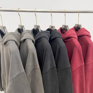 Sudadera con capucha recortada con lavado ácido de peso pesado de gran tamaño, ropa de calle personalizada para hombre, fabricante de sudaderas en blanco - Product Image 2